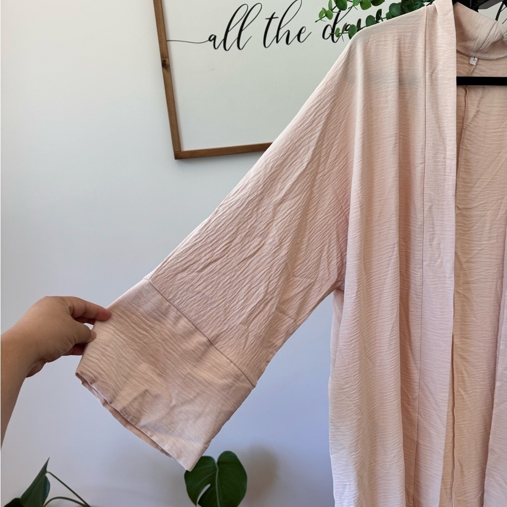 Beautiful minimalist tan maxi kimono pockets NWOT - Picture 10 of 10